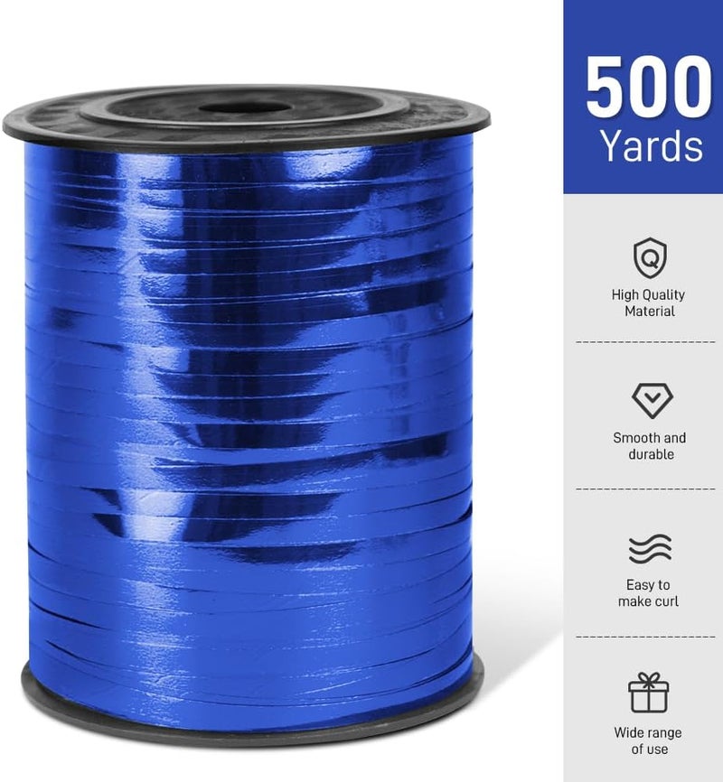 Isaspire 500 Yards Metallic Shiny Curling Ribbon with Spool, 1/5" Curly Ribbons - Perfect for Gift Wrapping, Florist Flowers, Birthday Party Decorations, and Balloon String Ribbon in Dark Blue - Image 2
